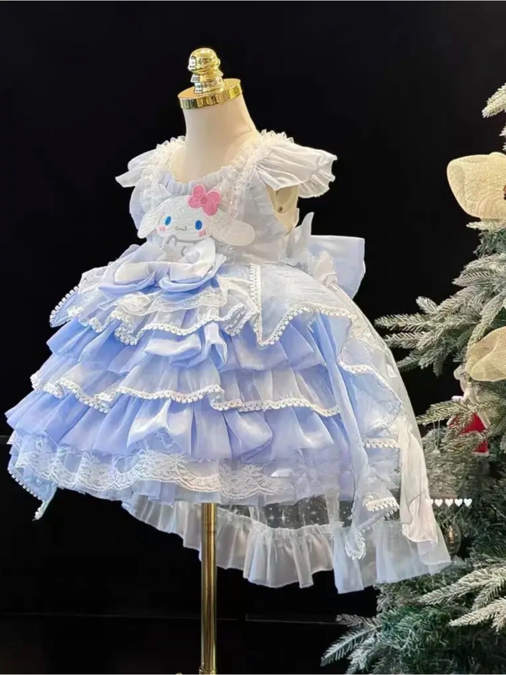 Sanrio Light Blue and White Ruffled Girls Costume Dress with Character Appliqué